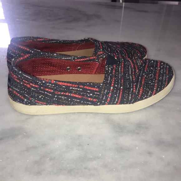 Toms Womens Slip On Flats-Blue Red White-Size 9.5 - Picture 4 of 8